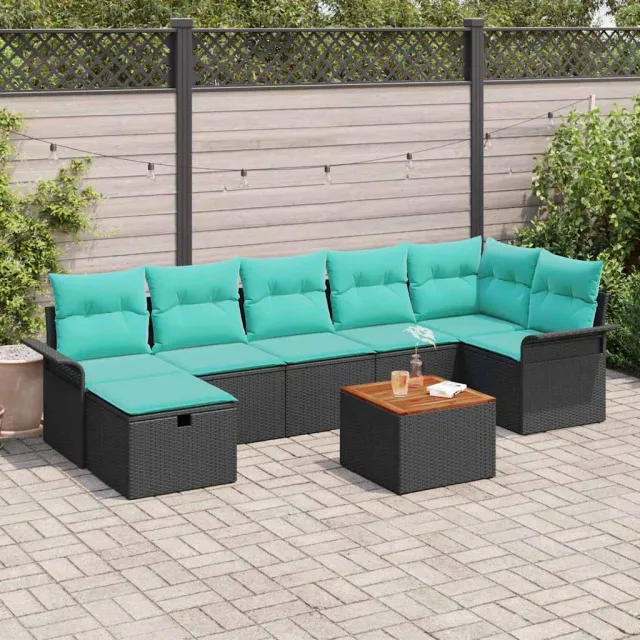 vidaXL Tuinbankenset 8 st Zwart Poly riet, foto 2