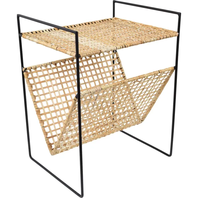 LOFT42 Maggy Bamboe Bijzettafel met Tijdschriften- of Krantenbak - 36x29x46 Zwart