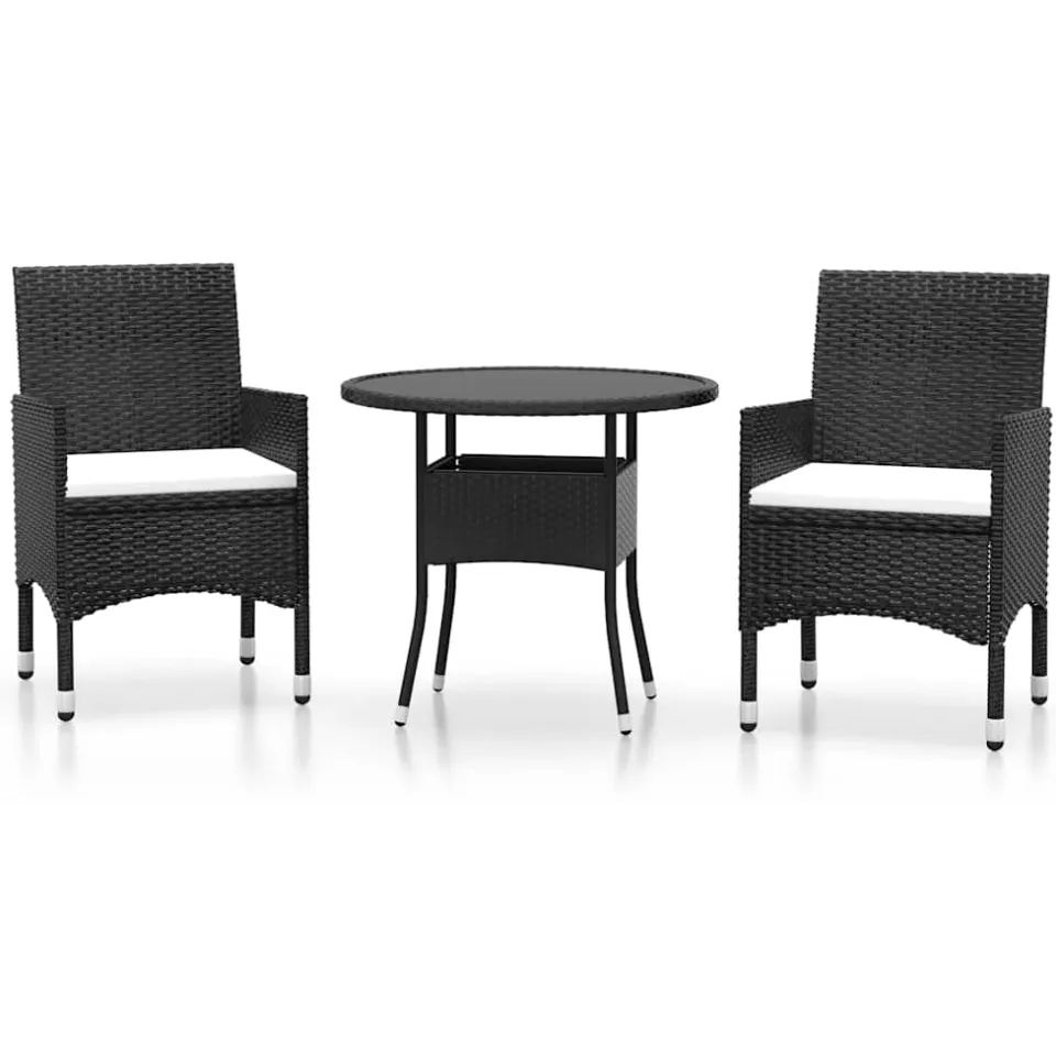 vidaXL 3-delige Tuinset poly rattan zwart, foto 3
