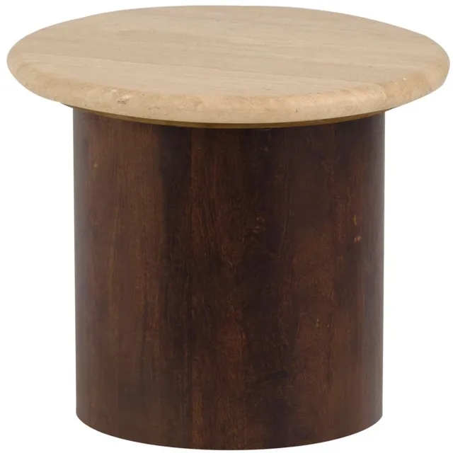 Nijwie Bijzettafel New york rond Ø50 cm travertin - Bruin | Mysons