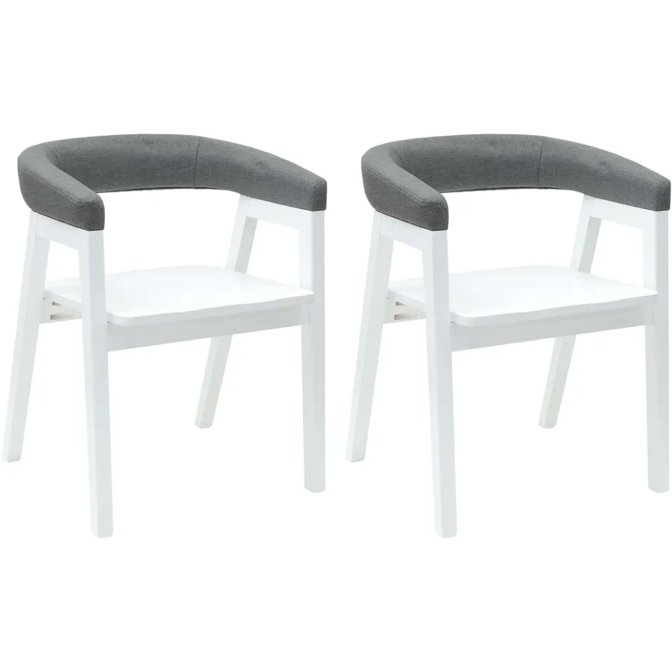vidaXL Eettafelstoelen 2 st Massief Rubberhout Wit 54 x 57 x 73 cm