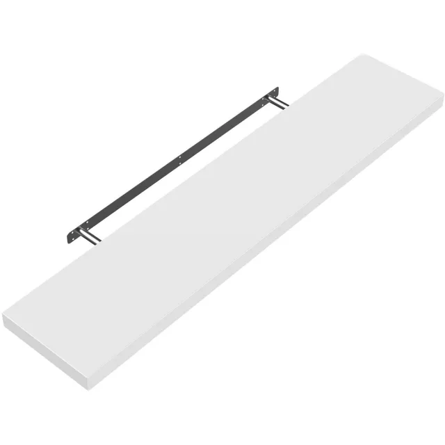 Famanu Wandplank van hout met bevestiging, 50-110 cm, zwevend, 15 kg draagkracht, geschikt voor keuken, woonkamer en kantoor, wit