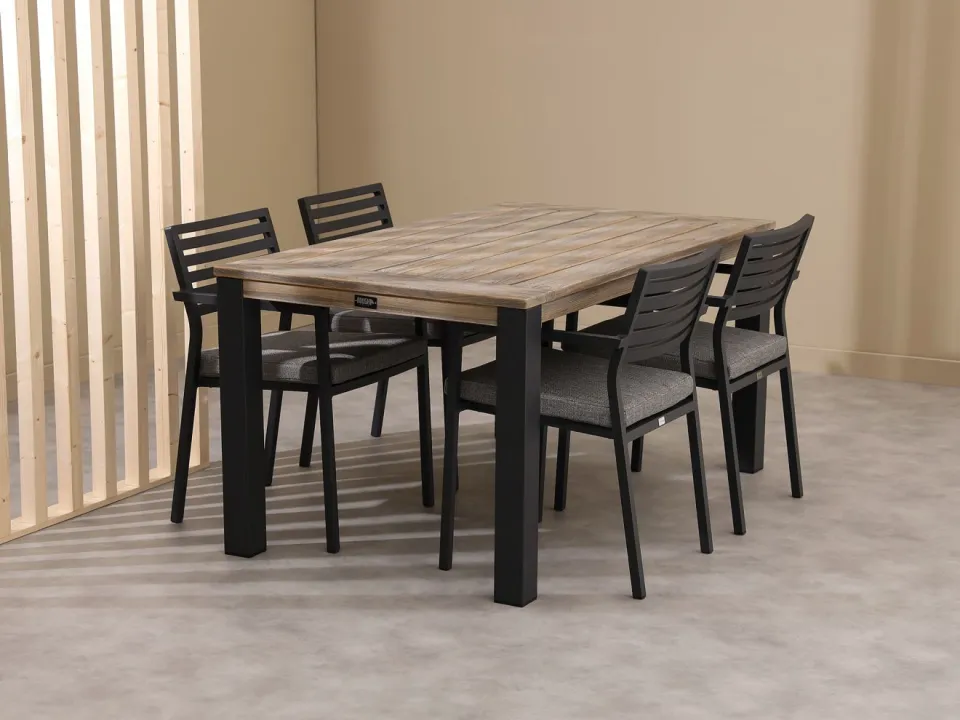 Bellagio tuinmeubelen Bellagio Rumo/ROUGH-S 160cm dining tuinset 5-delig stapelbaar bruin, foto 4