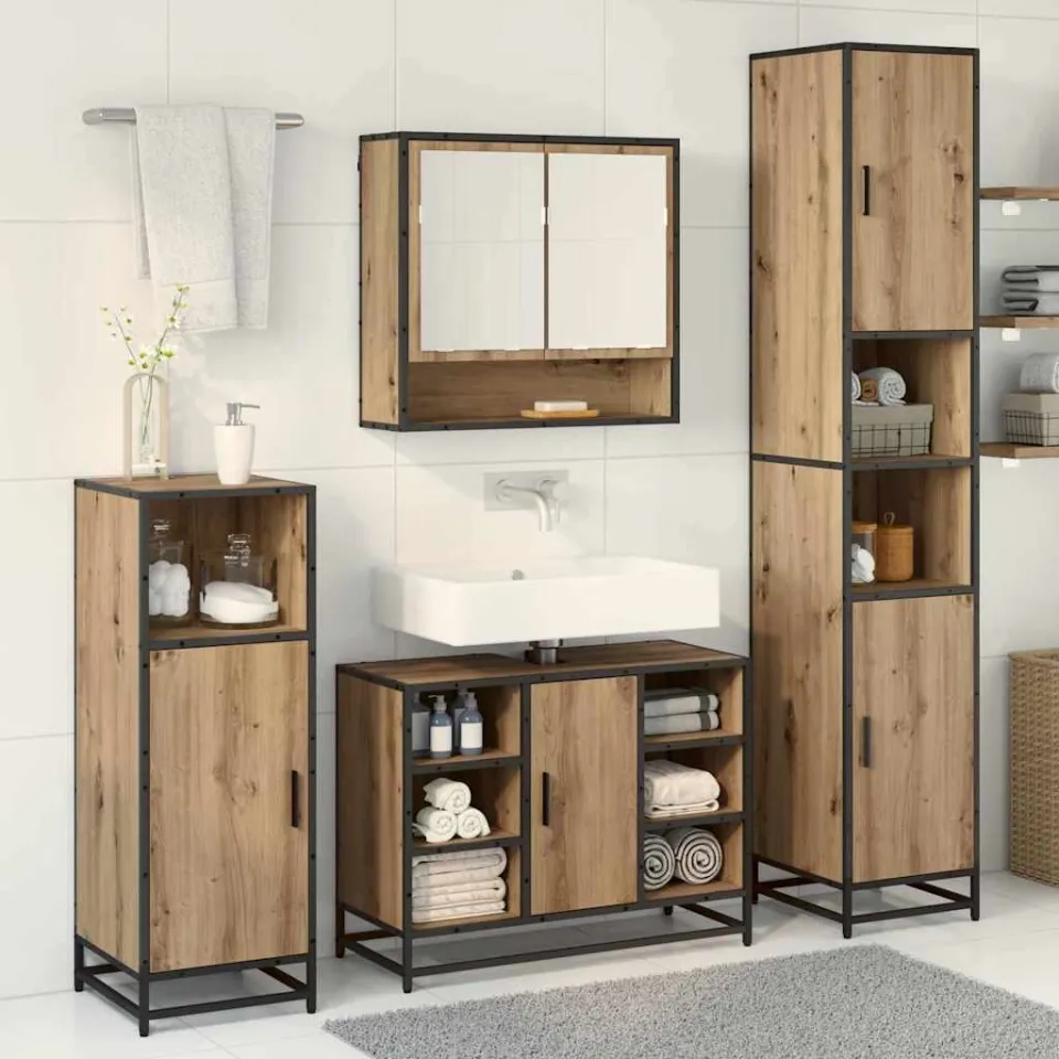 vidaXL Badkamermeubelset 3 st Artisan Eiken 35 x 37,5 x 188,5 cm, foto 4