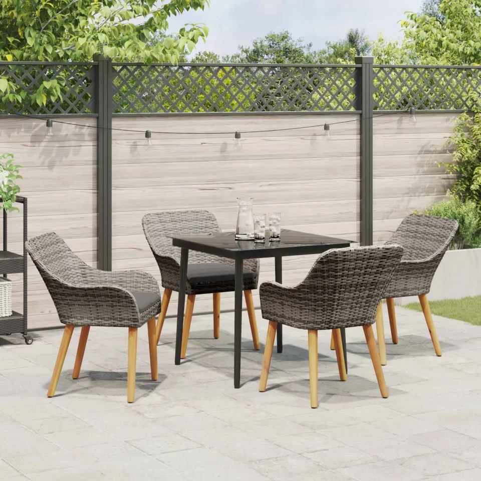 vidaXL Tuin eettafelset 5 st Grijs poly rattan, foto 3