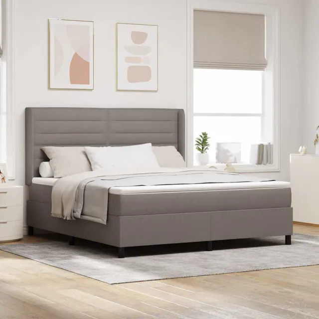 vidaXL Boxspringbed met kussen met hoofdeinde Taupe 200 x 180 cm Stof
