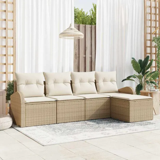 vidaXL Tuin Sofa Set Beige poly rattan, foto 2