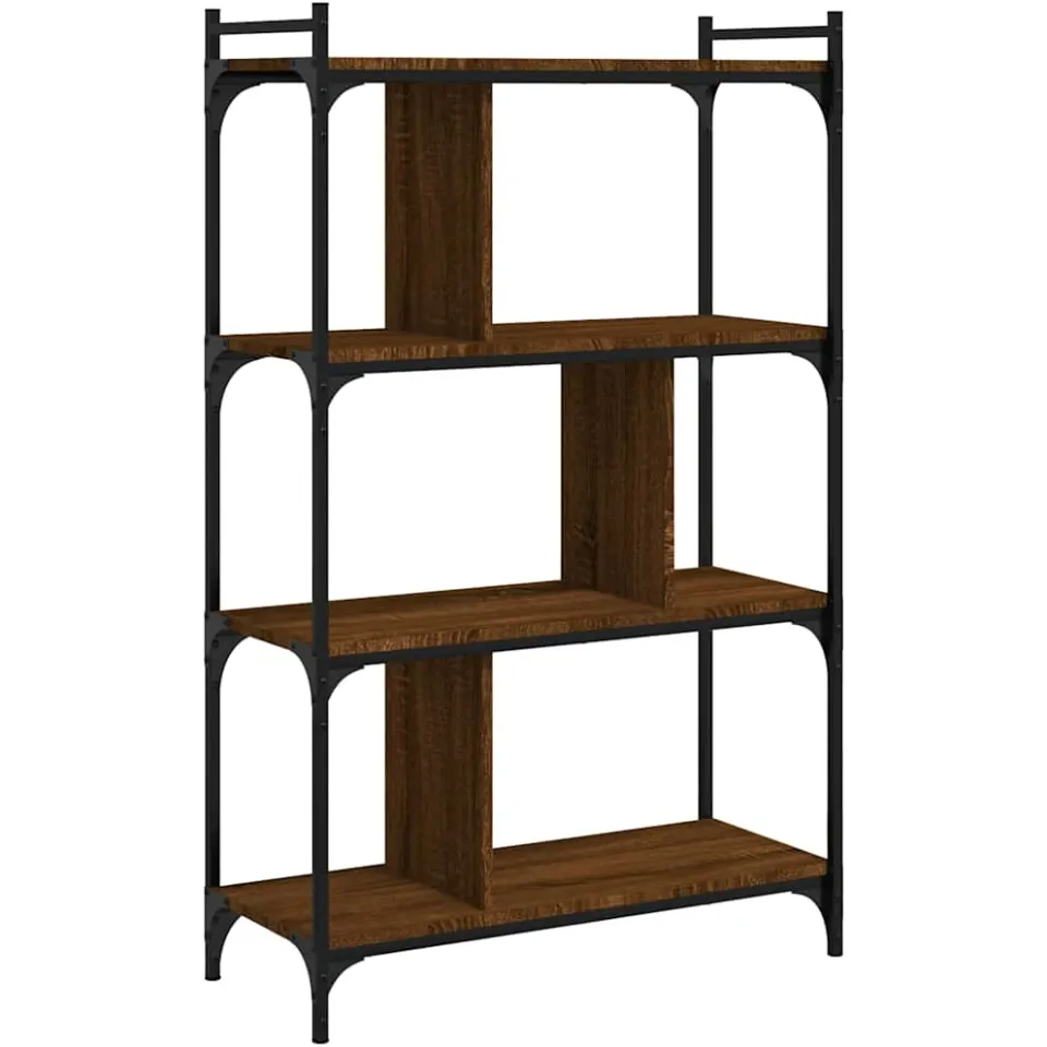 vidaXL Boekenkast 4-laags 76x32x123 cm bewerkt hout bruin eikenkleur