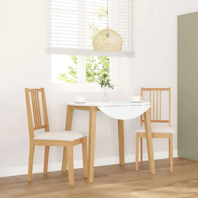 vidaXL Eetkamerstoelen met kussens 2 st massief hout naturel rubber Bruin