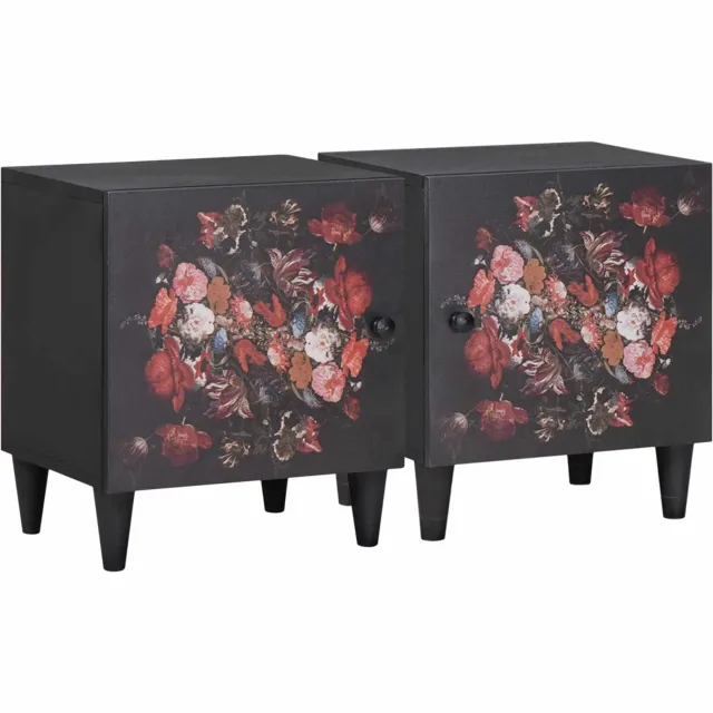 vidaXL Nachtkastje met Deur 2 st Zwart 40 x 33 x 46 cm