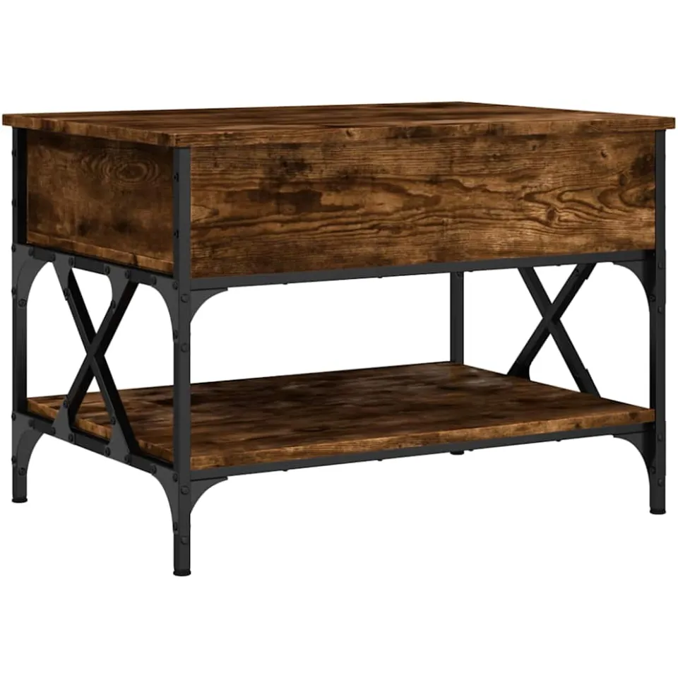vidaXL Salontafel 70x50x50 cm bewerkt hout en metaal gerookt eiken Bruin