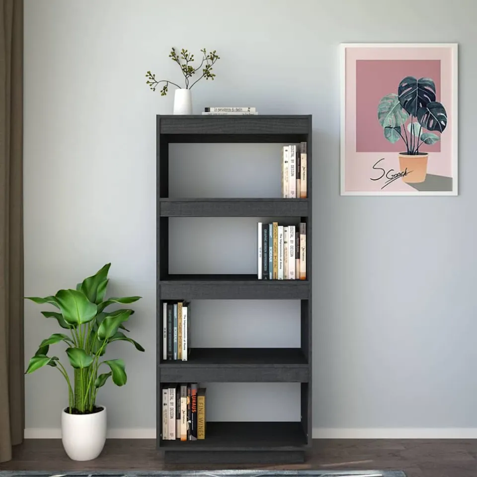 vidaXL Boekenkast/kamerscherm 60x35x135 cm massief grenenhout grijs, foto 3