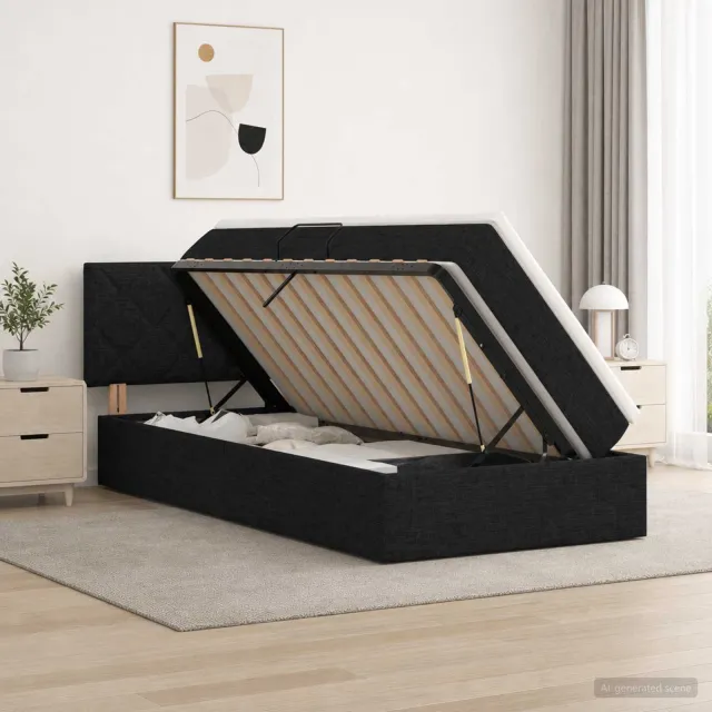 vidaXL Opbergbed met matras met hoofdeinde Zwart 90 x 190 cm fluweel