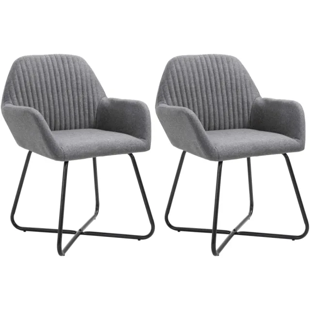 vidaXL Eetkamerstoelen 2 st stof donkergrijs