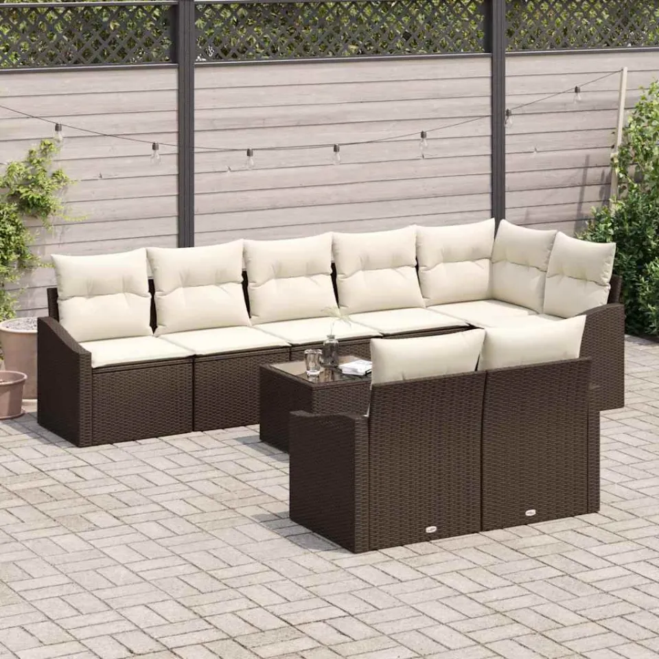 vidaXL Bankstel 9 st Bruin poly rattan, foto 3