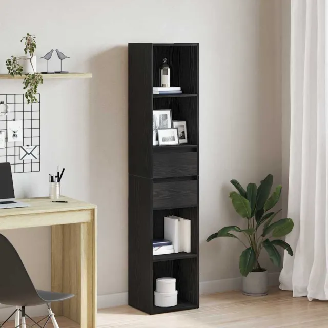vidaXL Boekenkast 4-laags 36 x 30 x 171 cm Bewerkt hout Zwart Eiken, foto 2