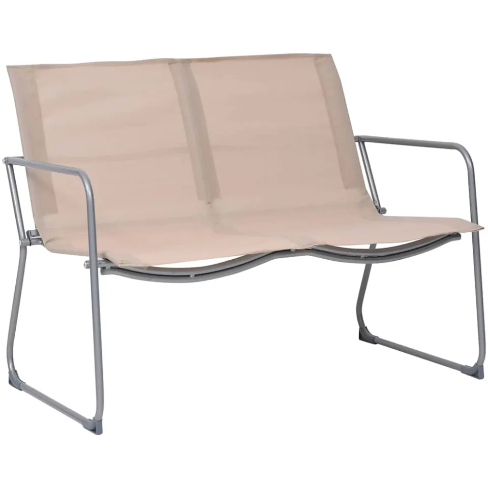 vidaXL 4-delige Loungeset stof en staal crèmekleurig, foto 3