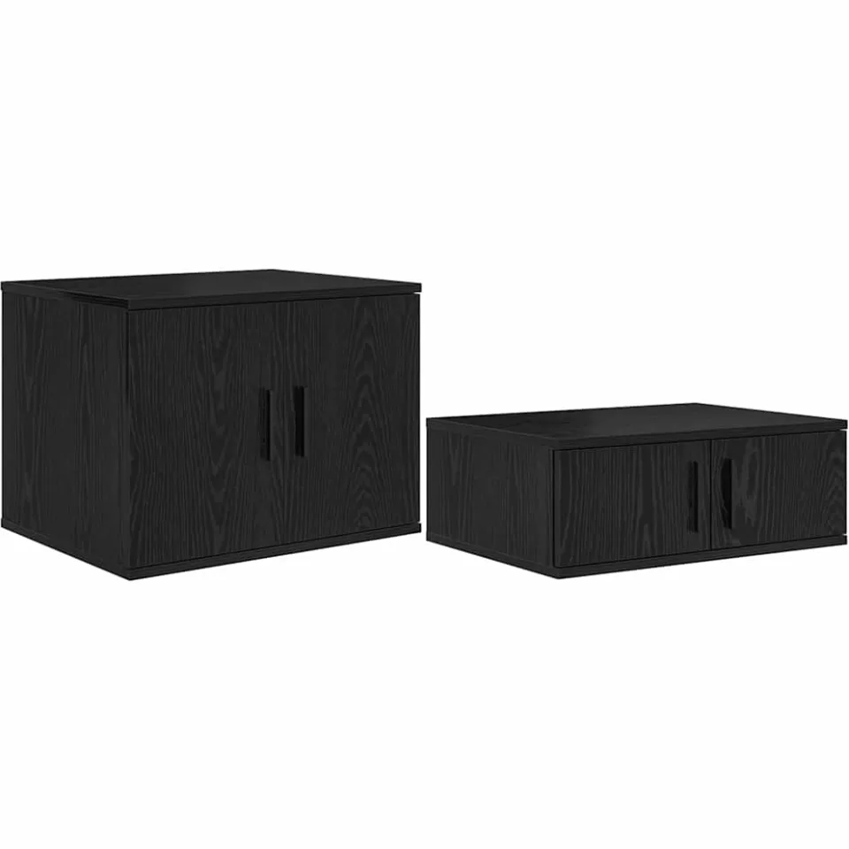 vidaXL Opbergkast 2 st Zwart Eiken 127 x 41 x 40 cm Bewerkt hout, foto 3