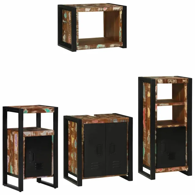 vidaXL Badkamermeubelset 4 st Multikleur en Zwart 55 x 35 x 60 cm Meerkleurig