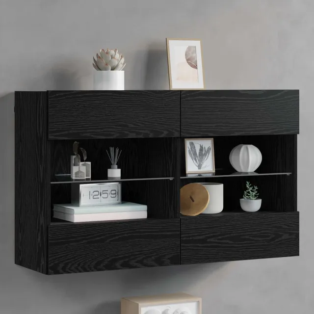 vidaXL TV-wandkast 98,5 x 30 x 60,5 cm Zwart Eiken Bewerkt hout, foto 2