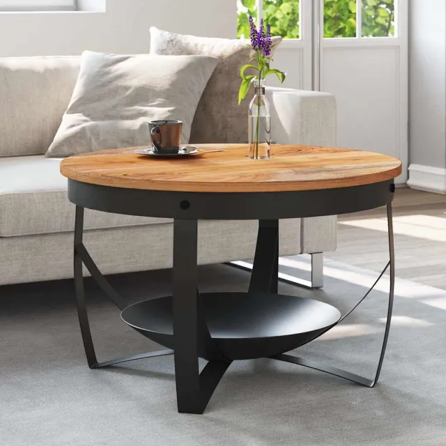 vidaXL Salontafel Ø 68x43 cm massief acaciahout bruin, foto 2