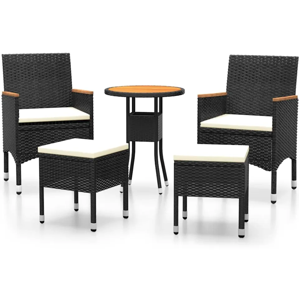 vidaXL 5-delige Loungeset poly rattan zwart, foto 3