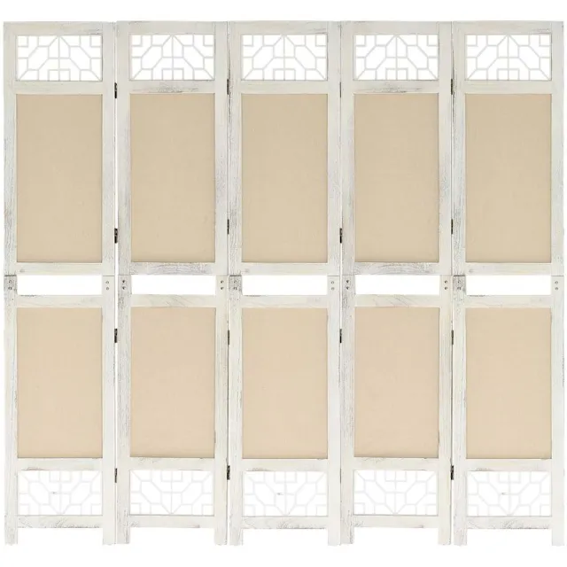 vidaXL Kamerscherm met 5 panelen 175x165 cm stof crèmekleurig