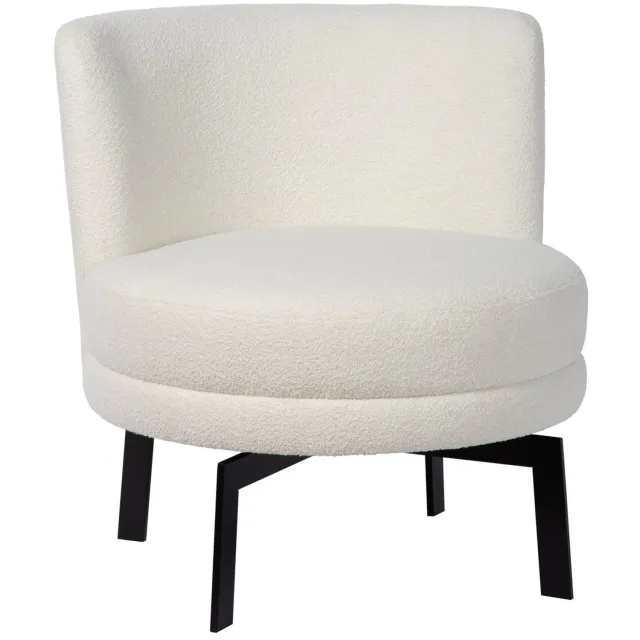 Atmooz Fauteuil Felix Ivory - Bouclé - Zwart Metalen Onderstel - Trendy & Multi-inzetbaar - Wit - Woonkamer MY:77