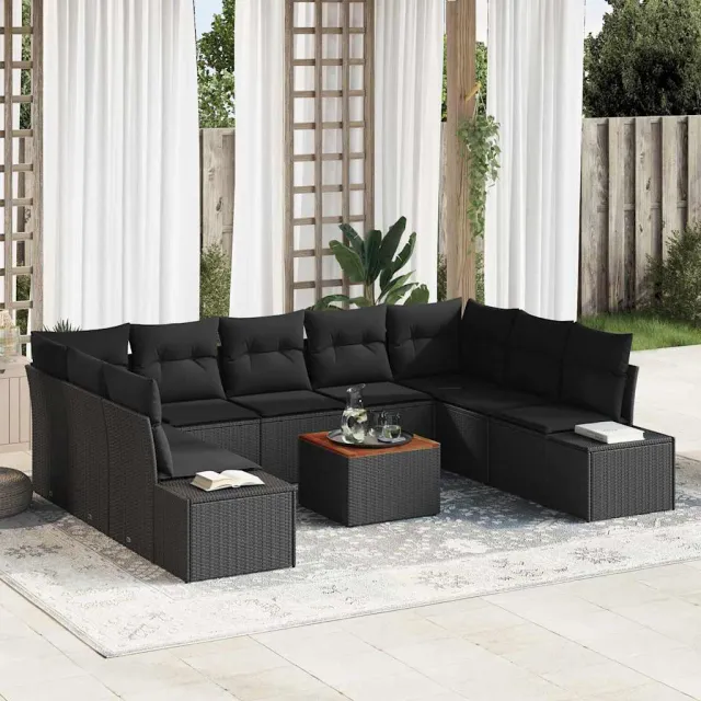 vidaXL Tuin Sofa Set 10 st Zwart, foto 2