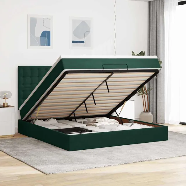 vidaXL Ottoman bed met matrassen en LED's 160x200cm fluweel groen