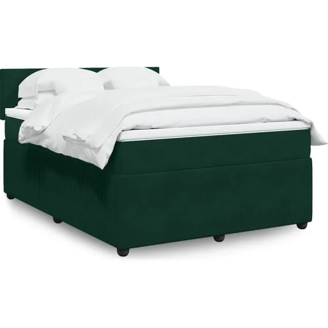vidaXL Boxspring met matras fluweel donkergroen 160x200 cm groen