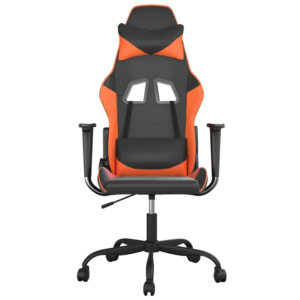 vidaXL Massage gamestoel kunstleer zwart en oranje