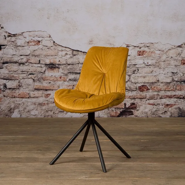 sidd Palma sidechair - fabric Bluvel 68 yellow Geel