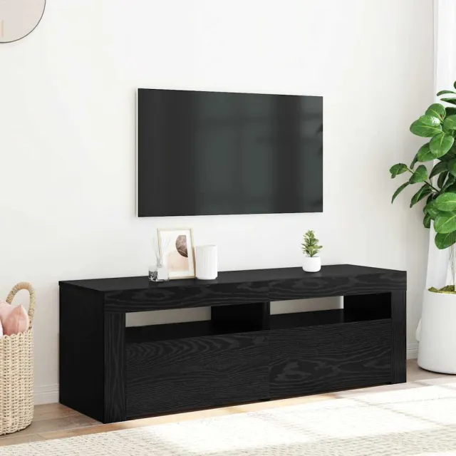 vidaXL Tv-meubel met LED 120x35x40 cm bewerkt hout zwart eiken, foto 2