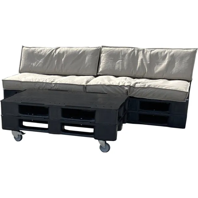 Alpac Loungeset - Palletbank - Pallet Loungeset - 240 x 96 x 80 cm - Duurzaam - Exclusief kussens Zwart