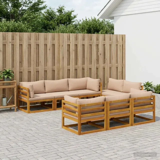 vidaXL 9-delige modulaire tuinloungeset Naturel Massief Acaciahout, foto 2