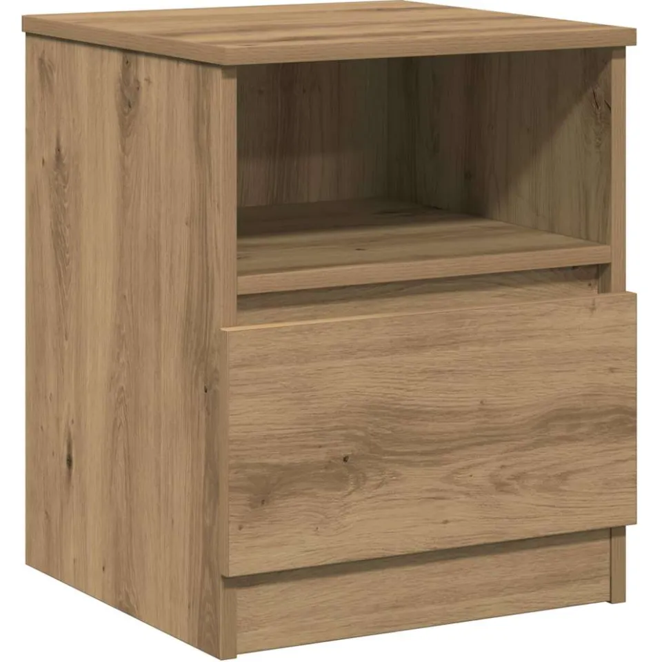 vidaXL Nachtkastje 40x40x50 cm bewerkt hout artisanaal eikenkleur, foto 3
