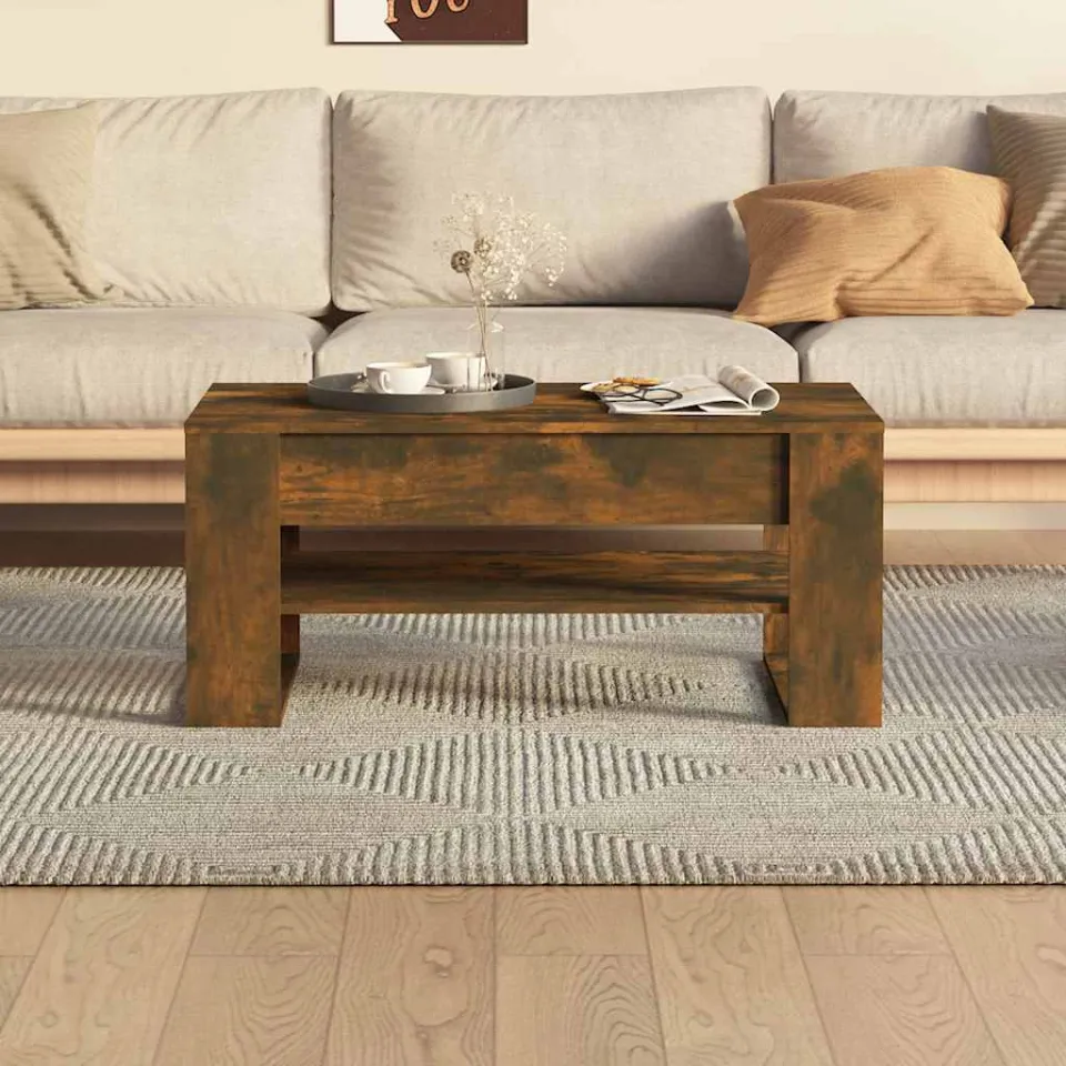 vidaXL Salontafel 102x55x45 cm bewerkt hout gerookt eikenkleurig, foto 3