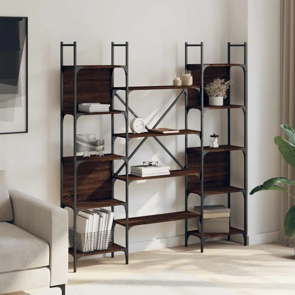 vidaXL Boekenkast 155,5x24x166,5 cm bewerkt hout bruin eikenkleur, foto 2