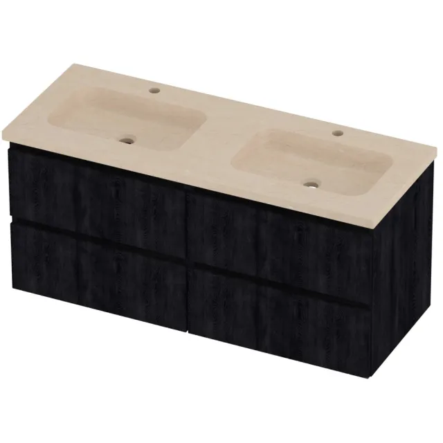 Proline Rollo Badmeubelset Hardsteen Elegant Gefreesd 120x46x54 cm Sand Stone Charcoal Oak Eiken