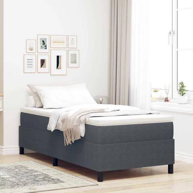 vidaXL Platform bedframe Donkergrijs 90 x 190 cm Katoen Stof