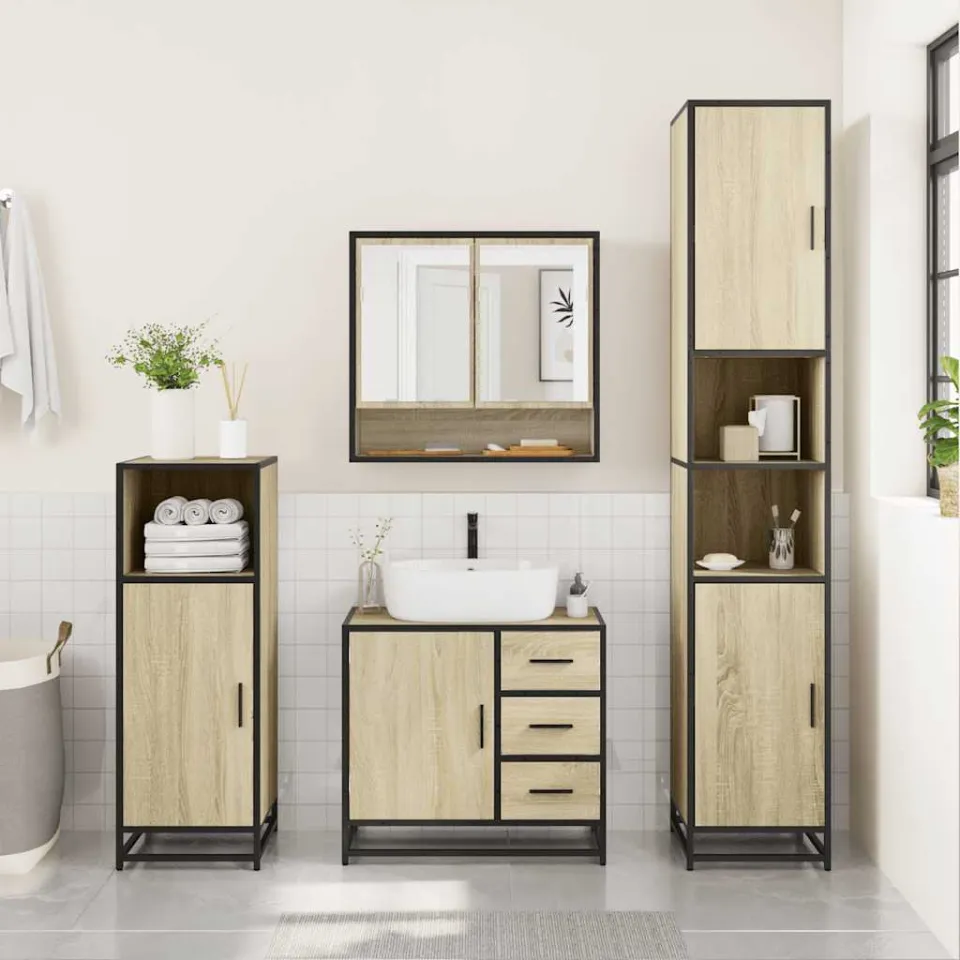 vidaXL 2-delige Badkamermeubelset bewerkt hout sonoma eikenkleurig, foto 4