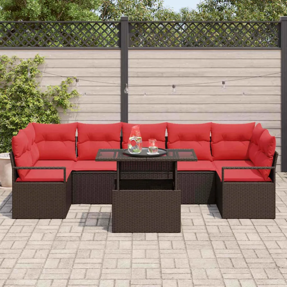 vidaXL Tuin Sofa Set 8 st Bruin Poly riet, foto 3