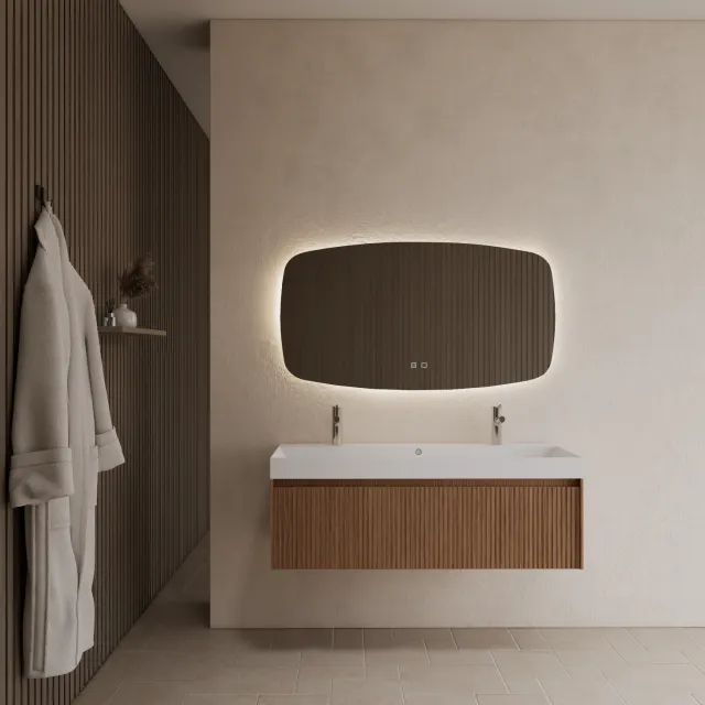 Gliss Design Badkamermeubel Gliss Design Timotheus 140 cm Pure (Keuze Wastafel) Bruin