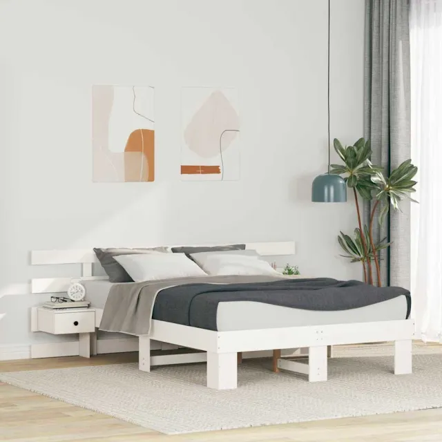 vidaXL Bedframe met hoofdeinde Wit 120 x 190 cm Massief grenenhout