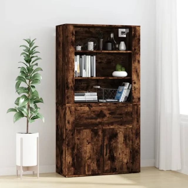 vidaXL Hoge kast bewerkt hout gerookt eikenkleurig Bruin