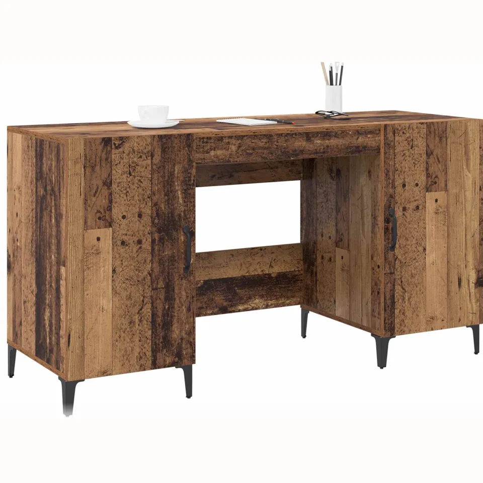 vidaXL Bureau Oudhout 140 x 50 x 75 cm Bewerkt hout Bruin