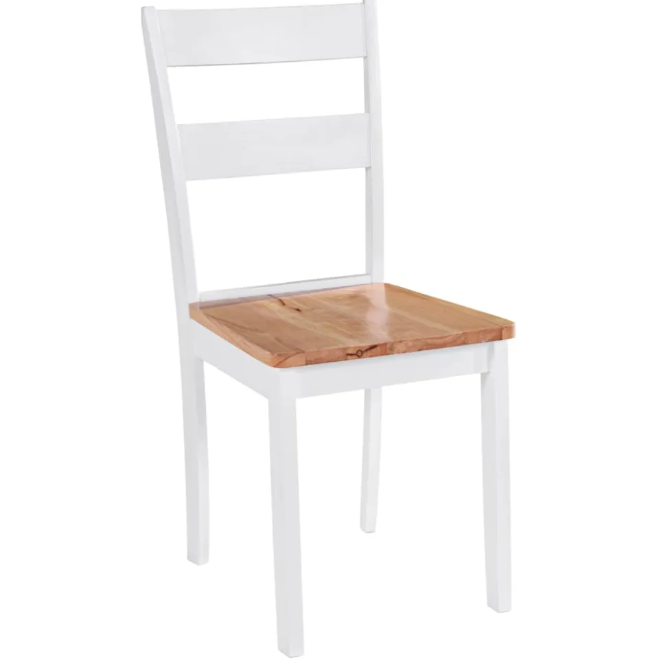 vidaXL Eetkamerstoelen 4 st massief rubberwood wit, foto 2