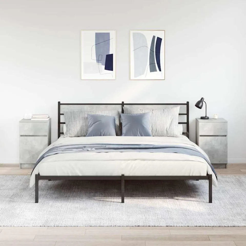 vidaXL Nachtkastjes 2 st 39x35x65 cm bewerkt hout betongrijs grijs, foto 3