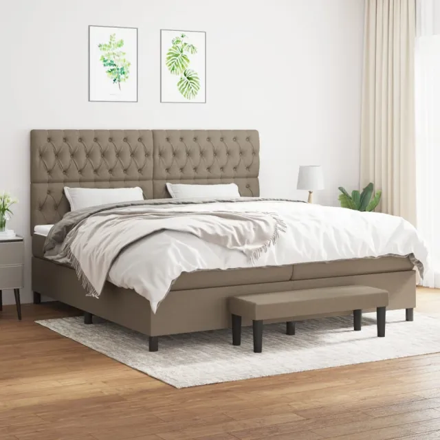 vidaXL Boxspring met matras stof taupe 200x200 cm